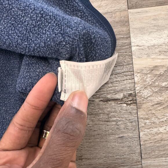 Adidas Navy Blue White Men S‎ Striped Cuffs Logo Sweatshirt Heather Hoodie - Picture 7 of 9